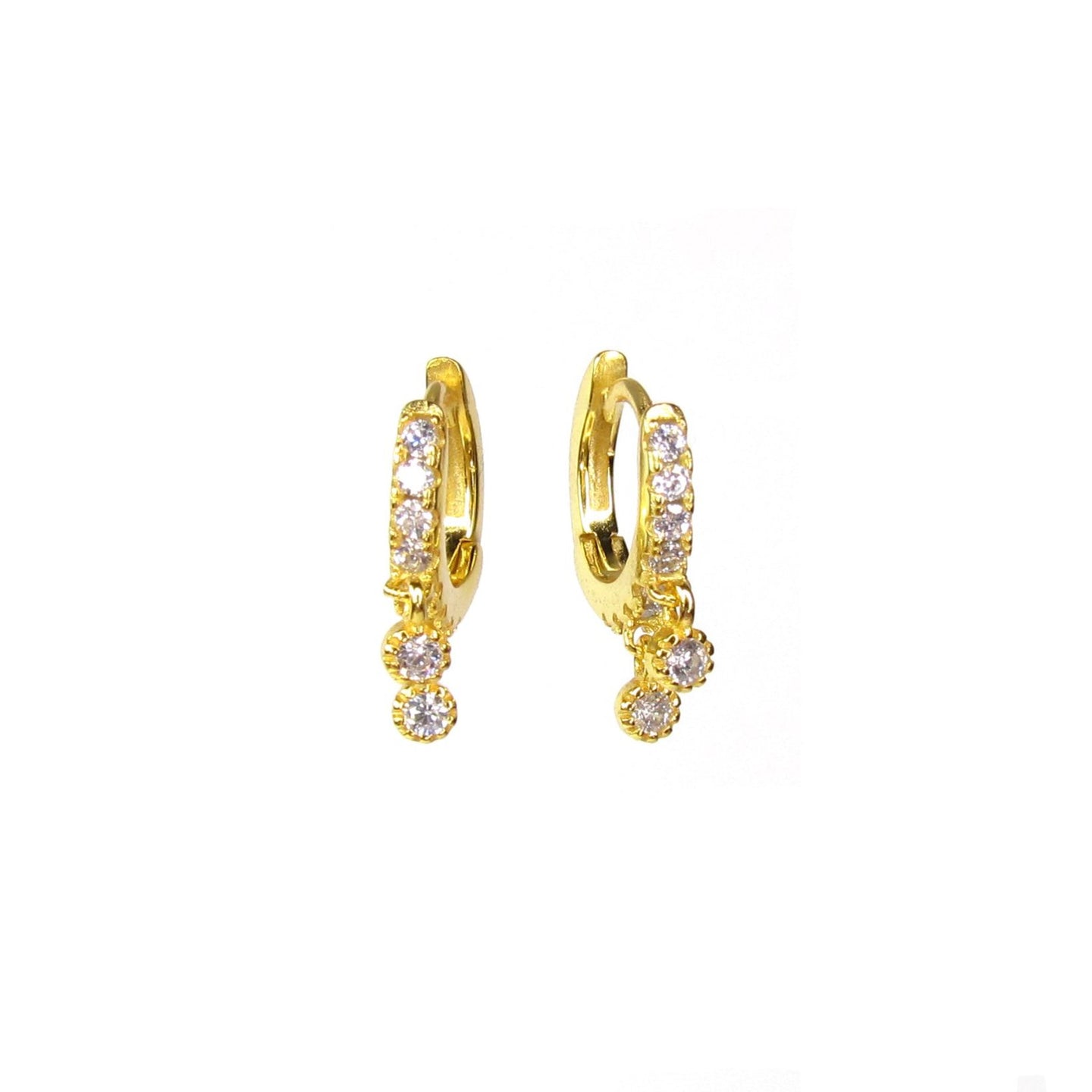 CZ Shaker Huggie Hoops | Dainty Dangling CZ Stones